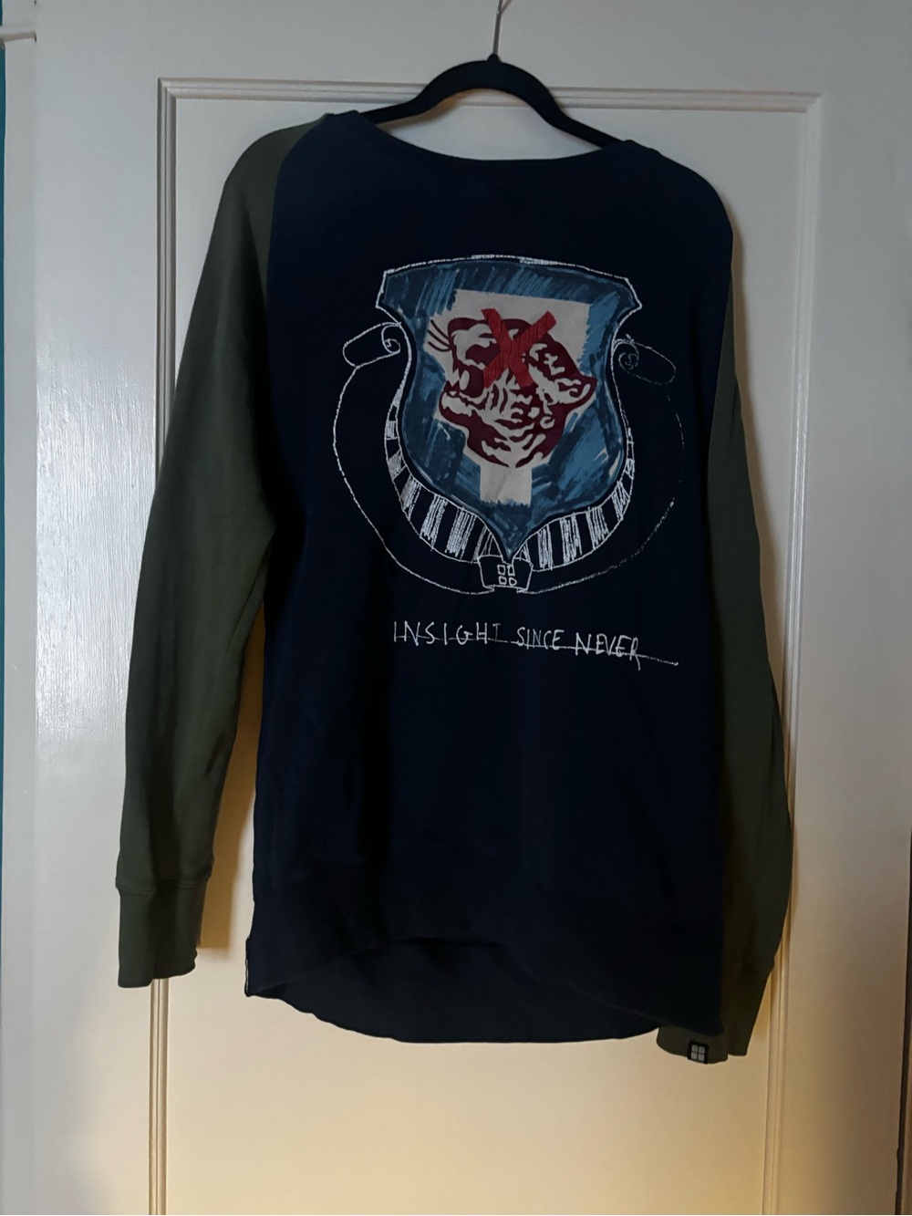 Insight Navy and Olive Graphic Crew Sweatshirt